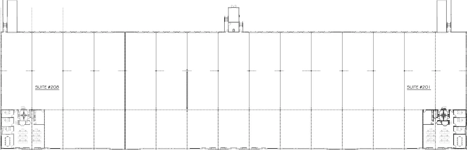 Building 2 floor plan, Suites 201 through 208, demising to suit